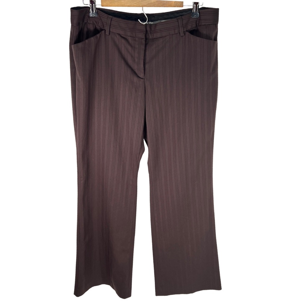 Express Design Studio Editor Brown Pinstripe Straight Leg Dress Pants Womens 10